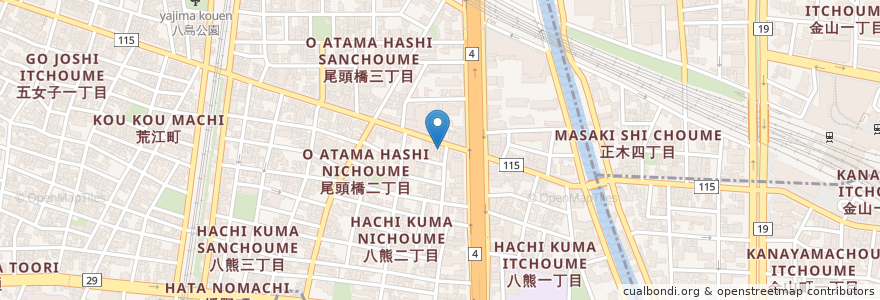 Mapa de ubicacion de 葉栗屋 en Jepun, 愛知県, 名古屋市, 中川区.