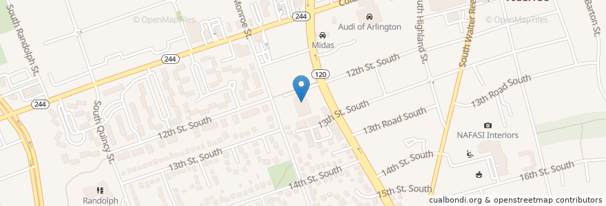 Mapa de ubicacion de Arlington South Post Office en Vereinigte Staaten Von Amerika, Virginia, Arlington County, Arlington.