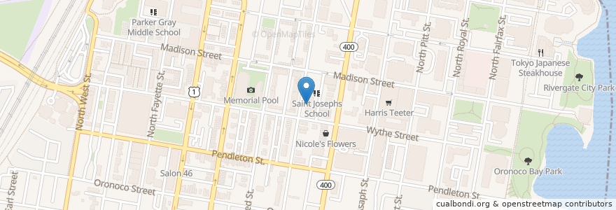 Mapa de ubicacion de Saint Josephs Church en United States, Virginia, Alexandria.