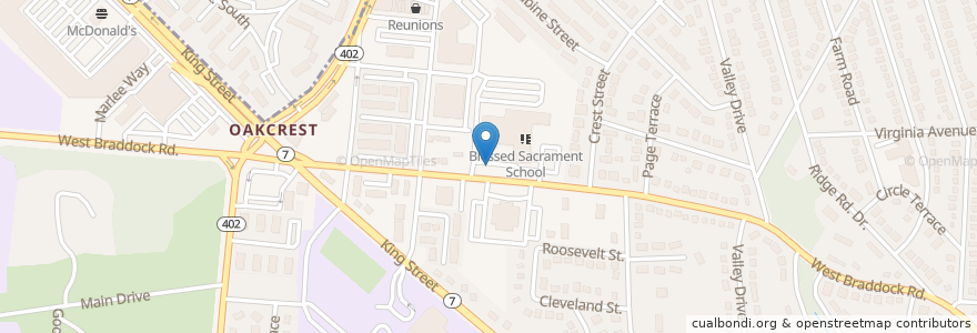 Mapa de ubicacion de Blessed Sacrament Church en Stati Uniti D'America, Virginia, Alexandria.