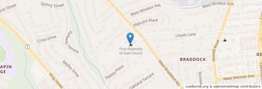 Mapa de ubicacion de First Assembly of God Church en 美利坚合众国/美利堅合眾國, 弗吉尼亚州 / 維吉尼亞州 / 維珍尼亞州, Alexandria.