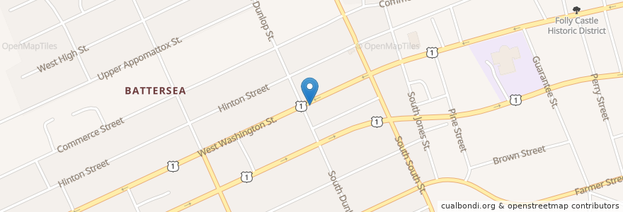 Mapa de ubicacion de Saint Johns Episcopal Church en United States, Virginia, Petersburg.