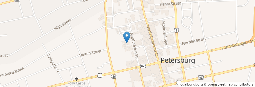 Mapa de ubicacion de Saint Pauls Episcopal Church en ایالات متحده آمریکا, ویرجینیا, Petersburg.
