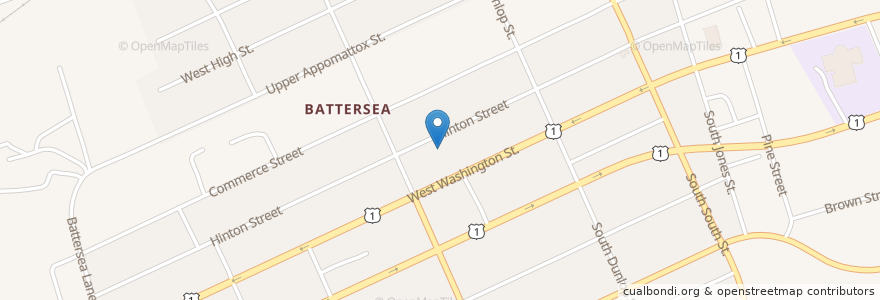 Mapa de ubicacion de West End Baptist Church en United States, Virginia, Petersburg.