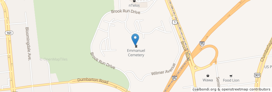 Mapa de ubicacion de Emmanuel Cemetery en アメリカ合衆国, バージニア州, Henrico County, Lakeside.