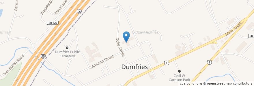 Mapa de ubicacion de Dumfries United Methodist Church en United States, Virginia, Prince William County.