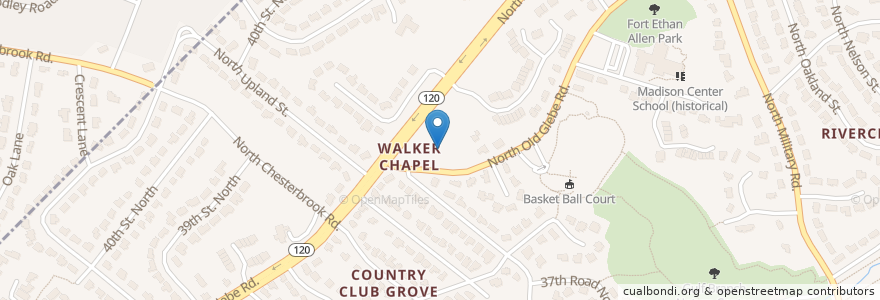 Mapa de ubicacion de Walker Chapel Cemetery en 美利坚合众国/美利堅合眾國, 弗吉尼亚州 / 維吉尼亞州 / 維珍尼亞州, Arlington County, Arlington.