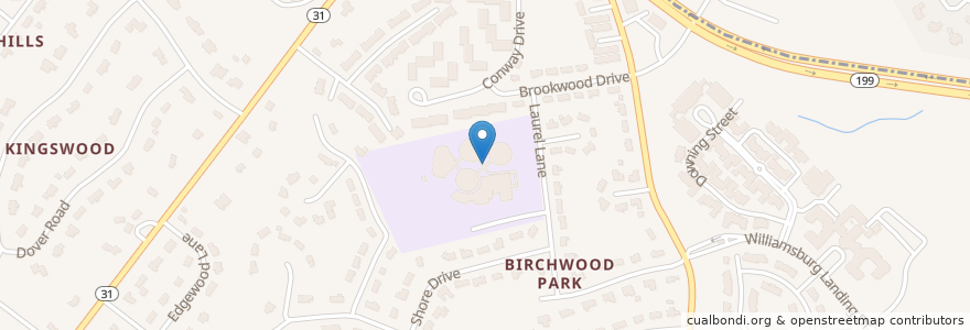 Mapa de ubicacion de Rawls Byrd Elementary School en United States, Virginia, James City County.