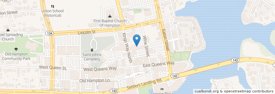 Mapa de ubicacion de Hampton Baptist Church en アメリカ合衆国, バージニア州, Hampton City, Hampton.