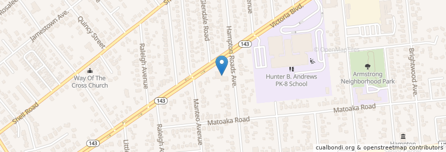 Mapa de ubicacion de Hampton Roads Baptist Church en アメリカ合衆国, バージニア州, Hampton City, Hampton.