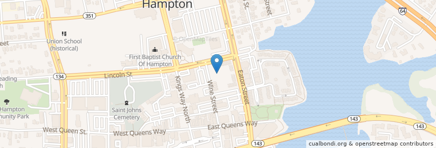 Mapa de ubicacion de United Bible Temple en ایالات متحده آمریکا, ویرجینیا, Hampton City, Hampton.