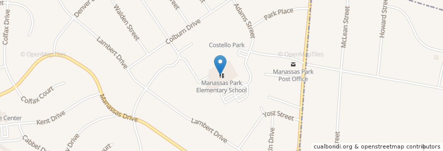 Mapa de ubicacion de Manassas Park Community Center en Amerika Syarikat, Virginia, Prince William County.