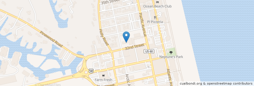 Mapa de ubicacion de Seapines Station Virginia Beach Post Office en United States, Virginia, Virginia Beach.
