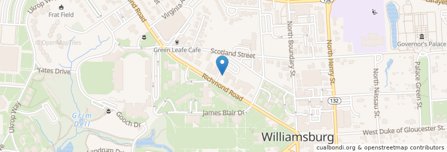 Mapa de ubicacion de Williamsburg Baptist Church en United States, Virginia, Williamsburg.