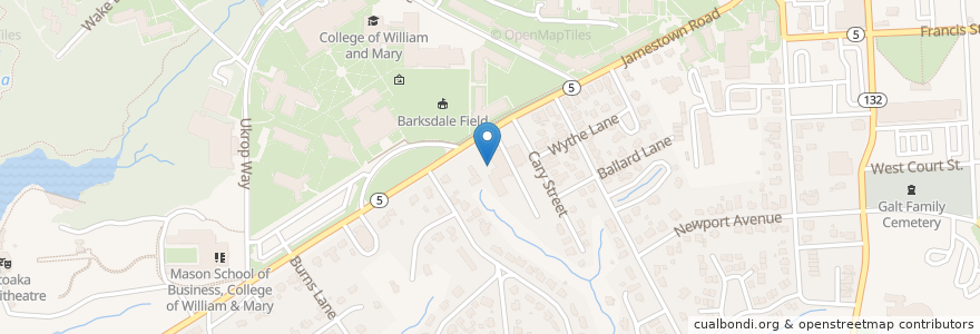 Mapa de ubicacion de Williamsburg United Methodist Church en ایالات متحده آمریکا, ویرجینیا, Williamsburg.