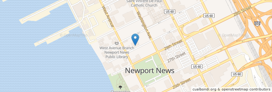 Mapa de ubicacion de Zoe Community Church en Amerika Birleşik Devletleri, Virjinya, Newport News City, Newport News.