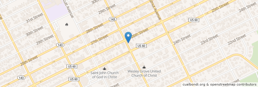 Mapa de ubicacion de Rising Star Christian Church en アメリカ合衆国, バージニア州, Newport News City, Newport News.
