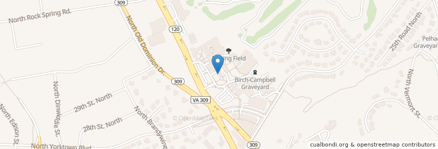 Mapa de ubicacion de Sacred Heart of Mary Chapel en 美利坚合众国/美利堅合眾國, 弗吉尼亚州 / 維吉尼亞州 / 維珍尼亞州, Arlington County, Arlington.