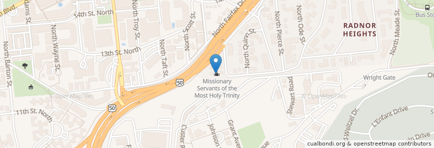 Mapa de ubicacion de Missionary Servants of the Most Holy Trinity en الولايات المتّحدة الأمريكيّة, فيرجينيا, Arlington County, Arlington.