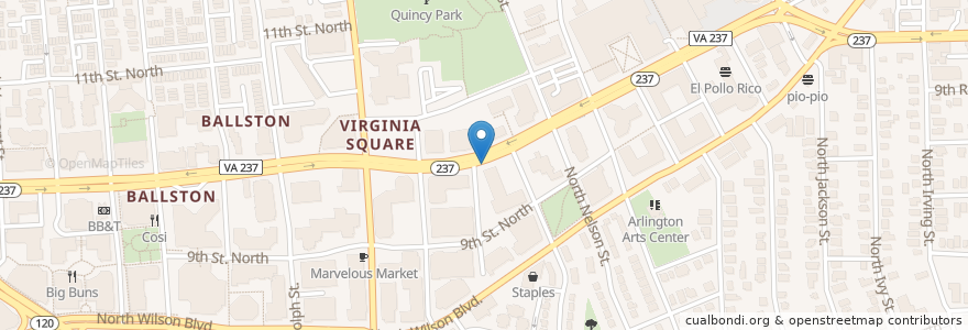 Mapa de ubicacion de Arlington Free Clinic en Vereinigte Staaten Von Amerika, Virginia, Arlington County, Arlington.