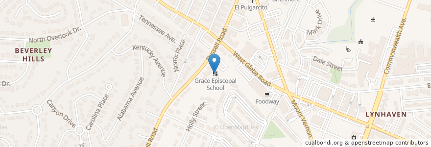 Mapa de ubicacion de Grace Episcopal School en アメリカ合衆国, バージニア州, Alexandria.