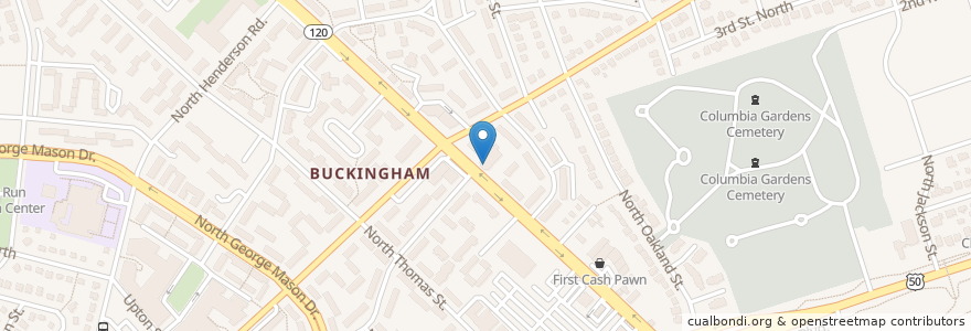 Mapa de ubicacion de Buckingham Post Office en United States, Virginia, Arlington County, Arlington.