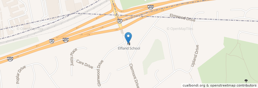 Mapa de ubicacion de Elfland School en Amerika Birleşik Devletleri, Virjinya, Alexandria.