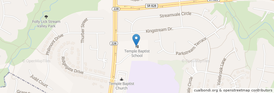 Mapa de ubicacion de Temple Baptist School en États-Unis D'Amérique, Virginie, Fairfax County.