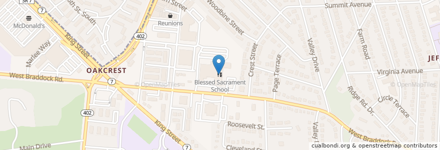 Mapa de ubicacion de Blessed Sacrament School en ایالات متحده آمریکا, ویرجینیا, Alexandria.