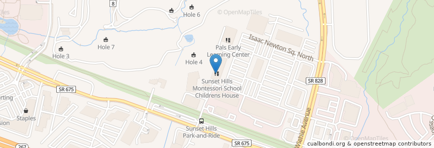 Mapa de ubicacion de Sunset Hills Montessori School Childrens House en アメリカ合衆国, バージニア州, Fairfax County, Reston, Reston.