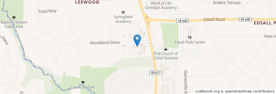 Mapa de ubicacion de Springs Montessori School en 미국, 버지니아, Fairfax County, Springfield.