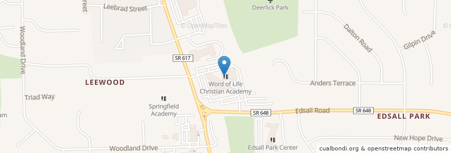Mapa de ubicacion de Word of Life Christian Academy en 미국, 버지니아, Fairfax County, Springfield.