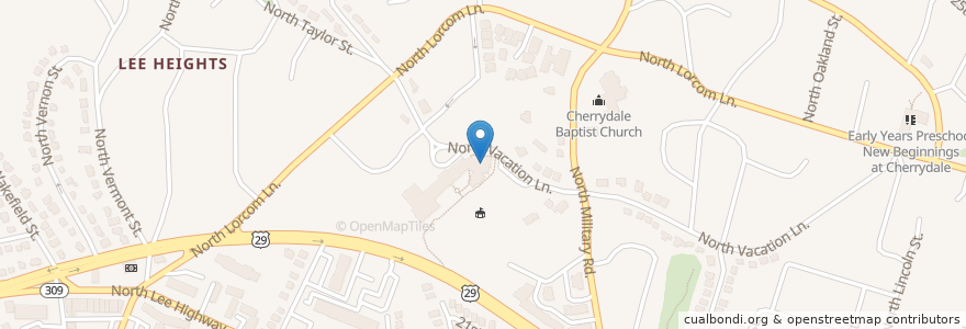 Mapa de ubicacion de H B Woodlawn Secondary School en الولايات المتّحدة الأمريكيّة, فيرجينيا, Arlington County, Arlington.