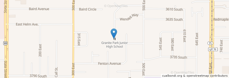 Mapa de ubicacion de Granite Park Junior High School en アメリカ合衆国, ユタ州, Salt Lake County, South Salt Lake.