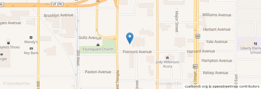 Mapa de ubicacion de Jefferson School en 미국, 유타 주, Salt Lake County, Salt Lake City.
