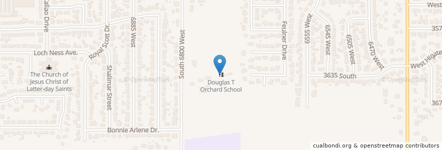Mapa de ubicacion de Douglas T Orchard School en 美利坚合众国/美利堅合眾國, 犹他州 / 猶他州, Salt Lake County, West Valley City.