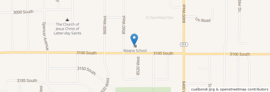Mapa de ubicacion de Magna Elementary School en United States, Utah, Salt Lake County, Magna.