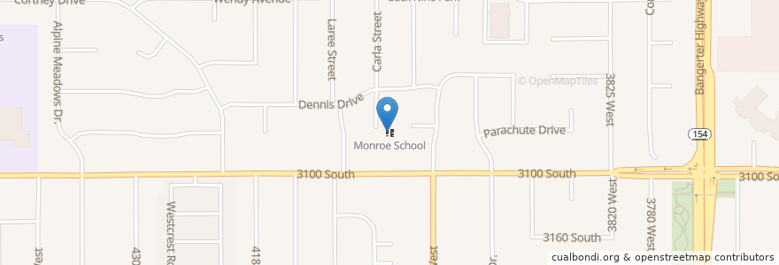 Mapa de ubicacion de Monroe School en Vereinigte Staaten Von Amerika, Utah, Salt Lake County, West Valley City.