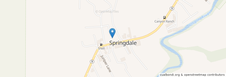 Mapa de ubicacion de Springdale School en 美利坚合众国/美利堅合眾國, 犹他州 / 猶他州, Washington County, Springdale.