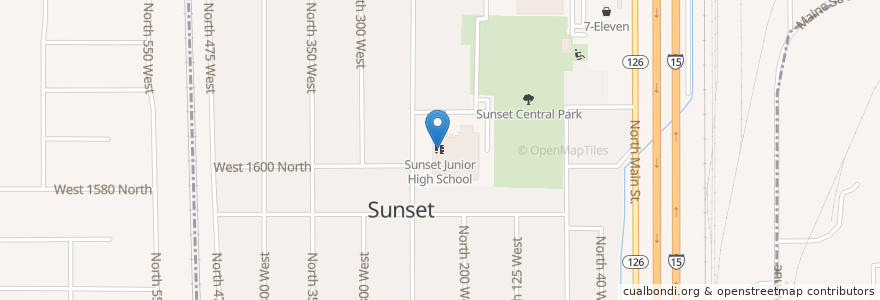 Mapa de ubicacion de Sunset Junior High School en United States, Utah, Davis County, Sunset.