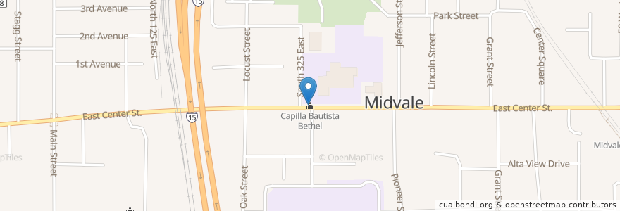 Mapa de ubicacion de Capilla Bautista Bethel en Amerika Birleşik Devletleri, Utah, Salt Lake County, Midvale.