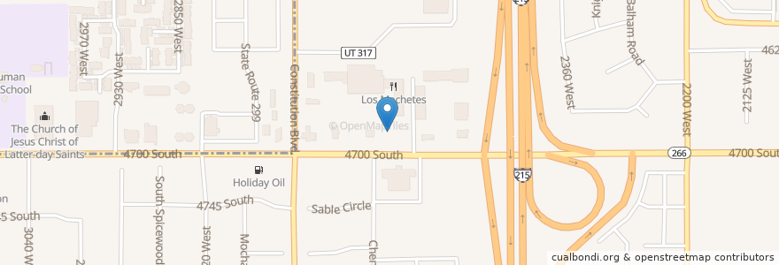 Mapa de ubicacion de Hope Chapel Foursquare Gospel Church en الولايات المتّحدة الأمريكيّة, يوتا, Salt Lake County, Taylorsville.