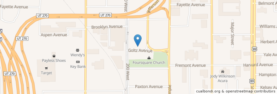 Mapa de ubicacion de Salt Lake City Foursquare Gospel Church en Verenigde Staten, Utah, Salt Lake County, Salt Lake City.