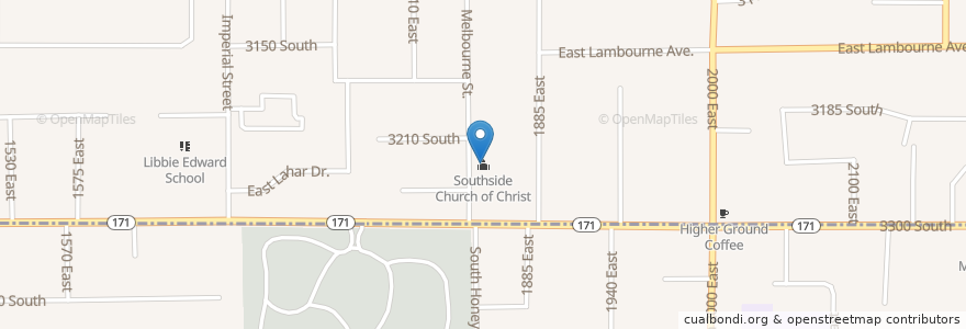 Mapa de ubicacion de Southside Church of Christ en 美利坚合众国/美利堅合眾國, 犹他州 / 猶他州, Salt Lake County, Millcreek.
