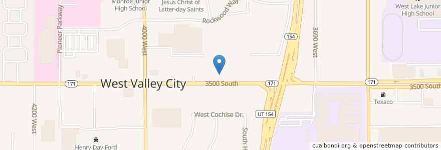 Mapa de ubicacion de Valley West Baptist Church en アメリカ合衆国, ユタ州, Salt Lake County, West Valley City.