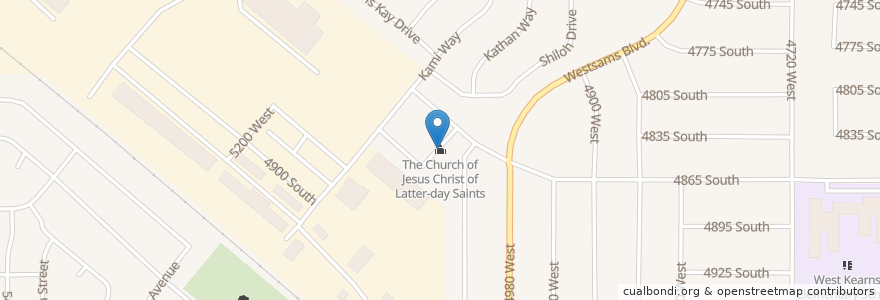 Mapa de ubicacion de The Church of Jesus Christ of Latter-day Saints en Estados Unidos Da América, Utah, Salt Lake County, Kearns.