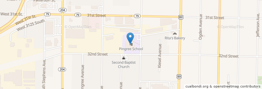 Mapa de ubicacion de Pingree School en United States, Utah, Weber County, Ogden.