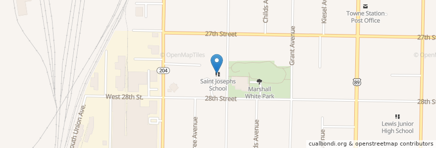 Mapa de ubicacion de Saint Josephs School en Verenigde Staten, Utah, Weber County, Ogden.