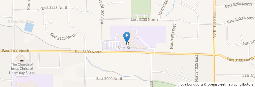 Mapa de ubicacion de Bates School en United States, Utah, Weber County, North Ogden.