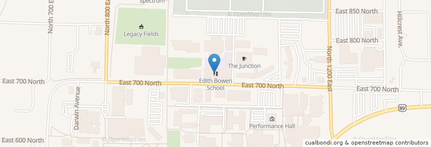 Mapa de ubicacion de Edith Bowen School en アメリカ合衆国, ユタ州, Cache County, Logan.